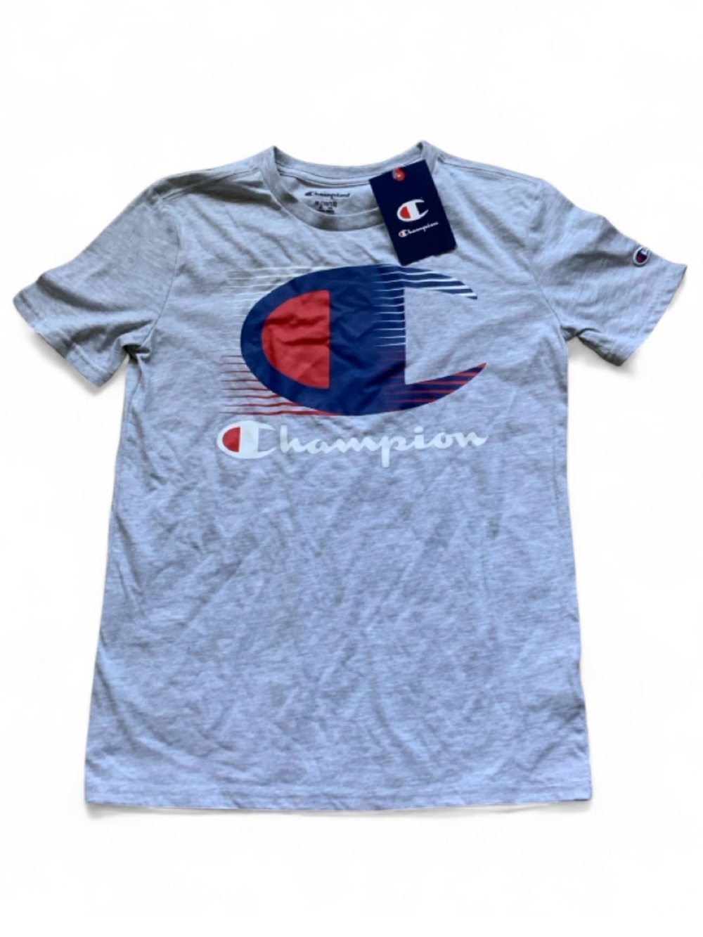 NWT Champion Light Gray Tee w/ Logo Boys Medium 10/12
